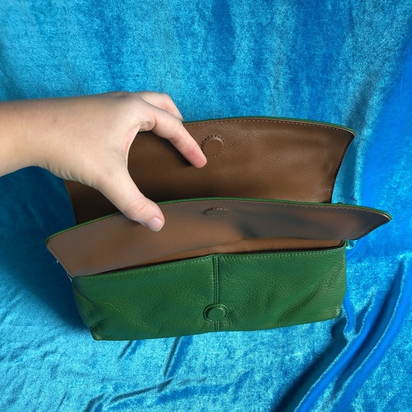 DKNY Leather Shoulder Double Flap Clutch Bag - Picture 4 of 7